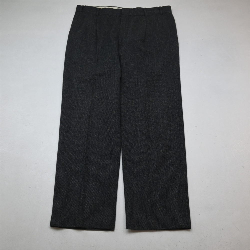 Vtg Mens 34x30 Blue Gray Tweed Pleated Full Cut Dress Mens Pants